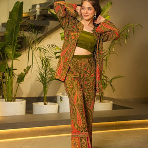 Prestige green embroidered co-ord set