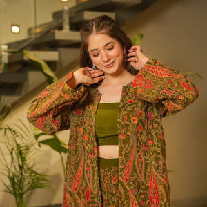 Prestige green embroidered co-ord set