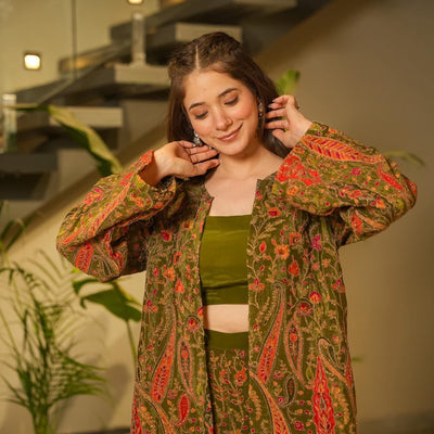 Prestige green embroidered co-ord set