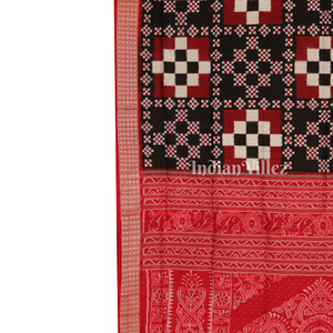Maroon Black Pasapali Theme Pure Sambalpuri Silk Saree