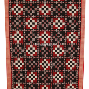 Maroon Black Pasapali Theme Pure Sambalpuri Silk Saree