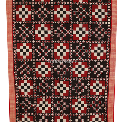 Maroon Black Pasapali Theme Pure Sambalpuri Silk Saree
