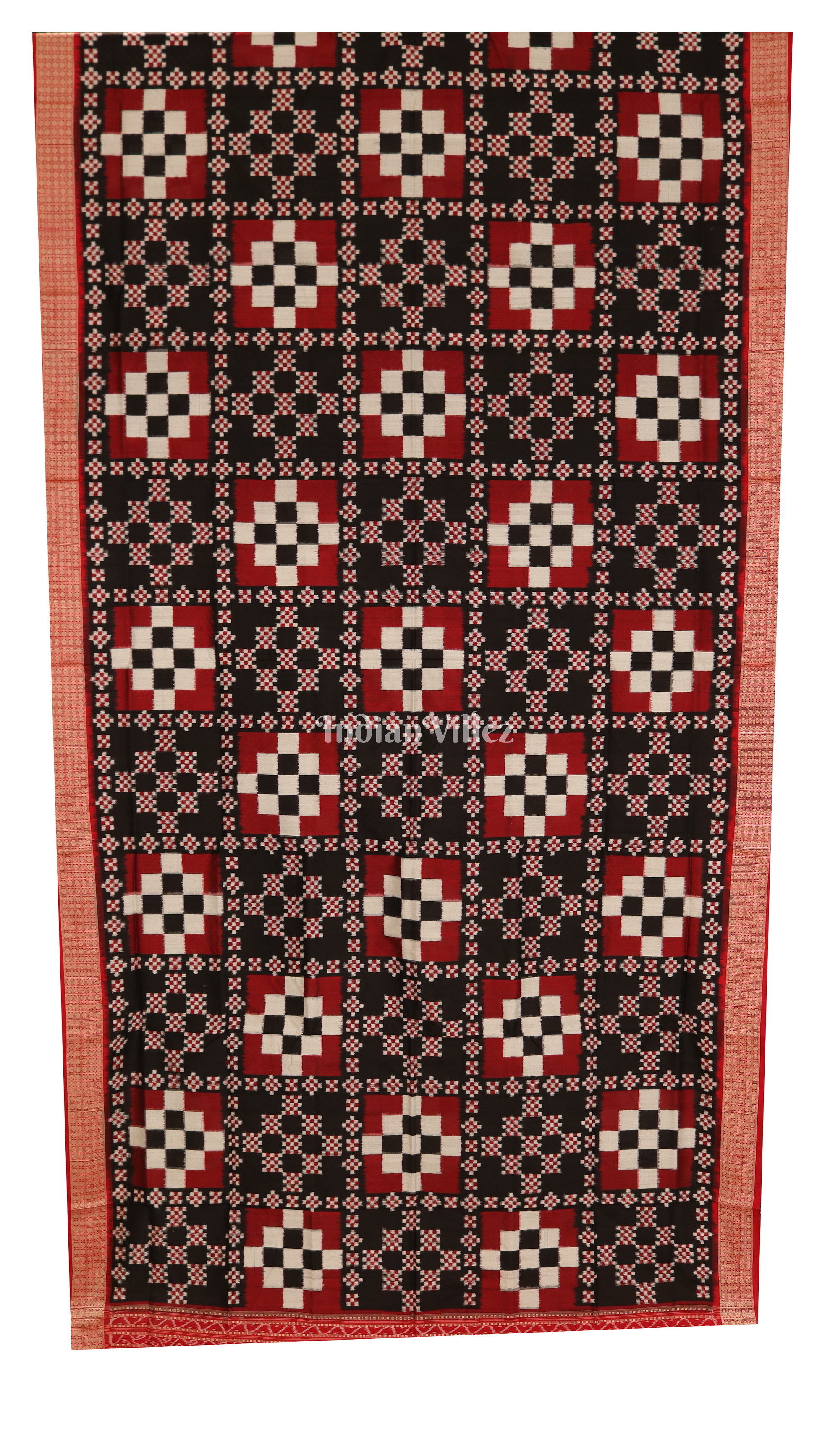 Maroon Black Pasapali Theme Pure Sambalpuri Silk Saree