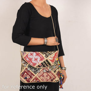 Beige - Banjara Vintage Embroidery Mirror & Coin Work Sling Bag