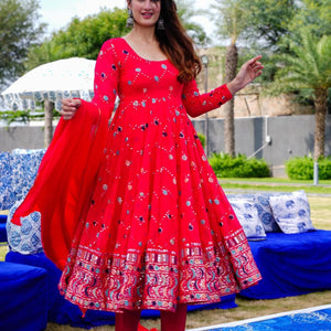Cinnabar embroidered suit set