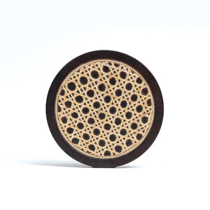 Black - Rosemary Walnut Disc Wicker Trivet