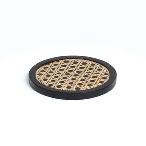 Black - Rosemary Walnut Disc Wicker Trivet