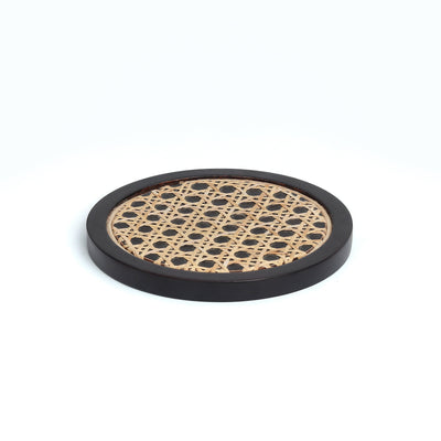 Black - Rosemary Walnut Disc Wicker Trivet