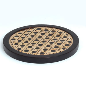 Black - Rosemary Walnut Disc Wicker Trivet
