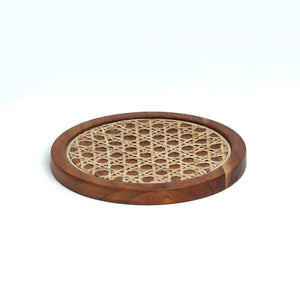 Brown - Rosemary Walnut Disc Wicker Trivet