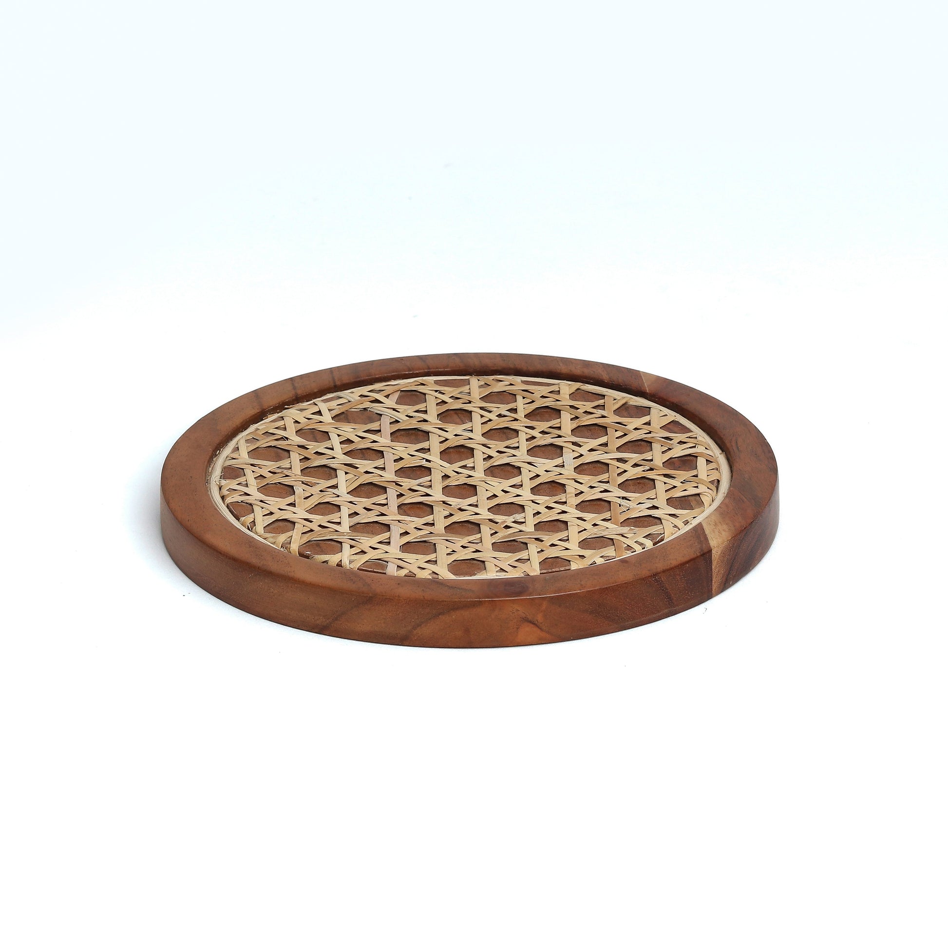 Brown - Rosemary Walnut Disc Wicker Trivet