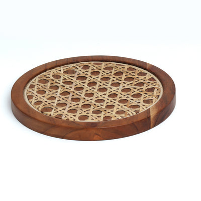 Brown - Rosemary Walnut Disc Wicker Trivet