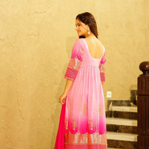 paradise pink silk nyra suit