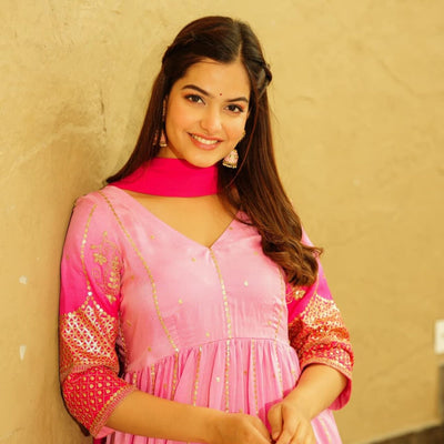 paradise pink silk nyra suit