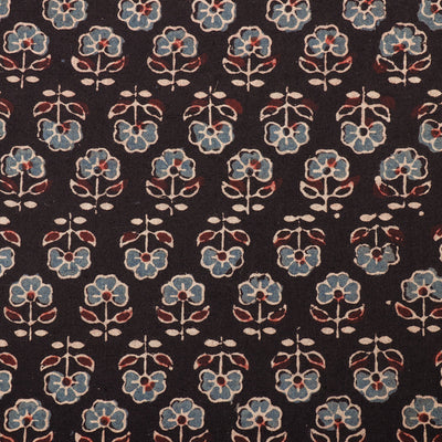 Black - Ajrakh Hand Block Printed Cotton Fabric 15