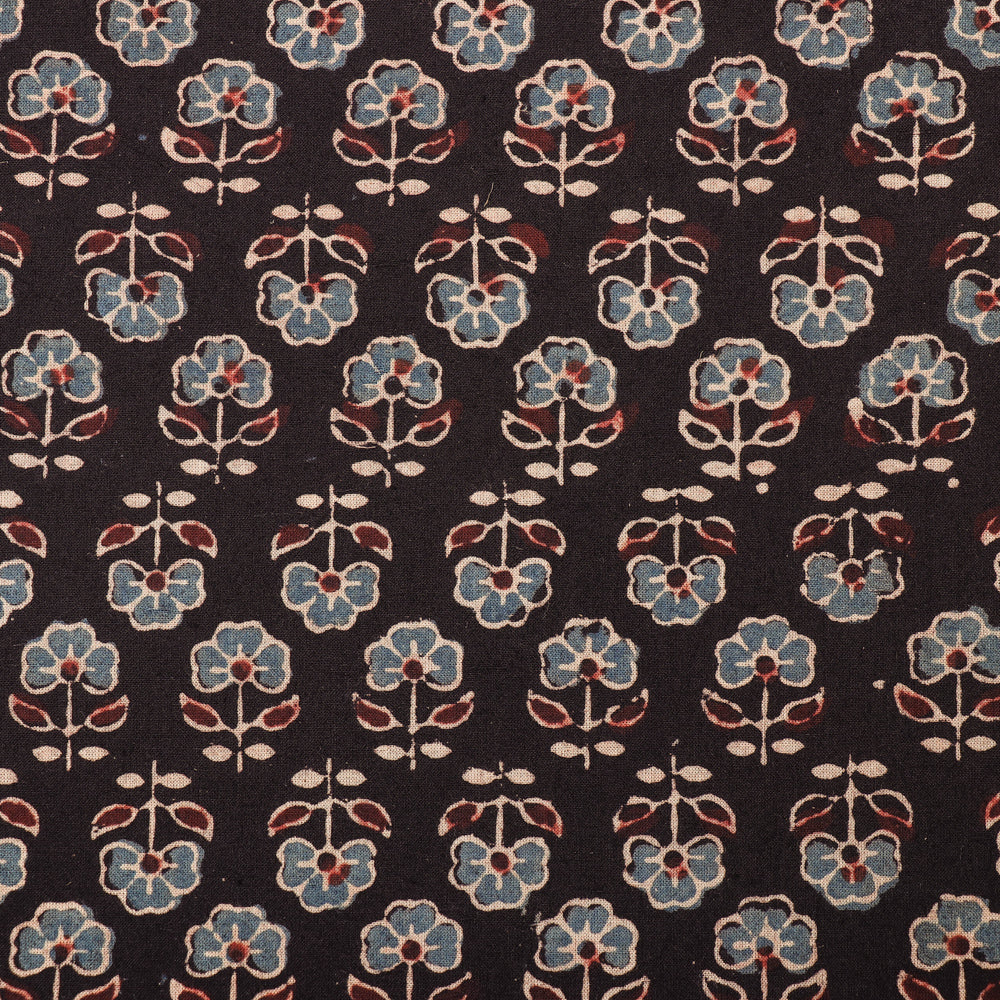 Black - Ajrakh Hand Block Printed Cotton Fabric 15