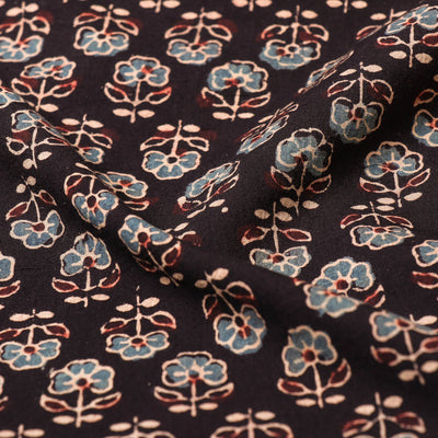Black - Ajrakh Hand Block Printed Cotton Fabric 15