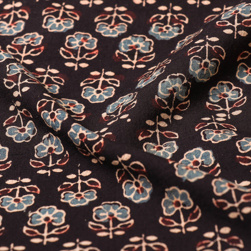 Black - Ajrakh Hand Block Printed Cotton Fabric 15