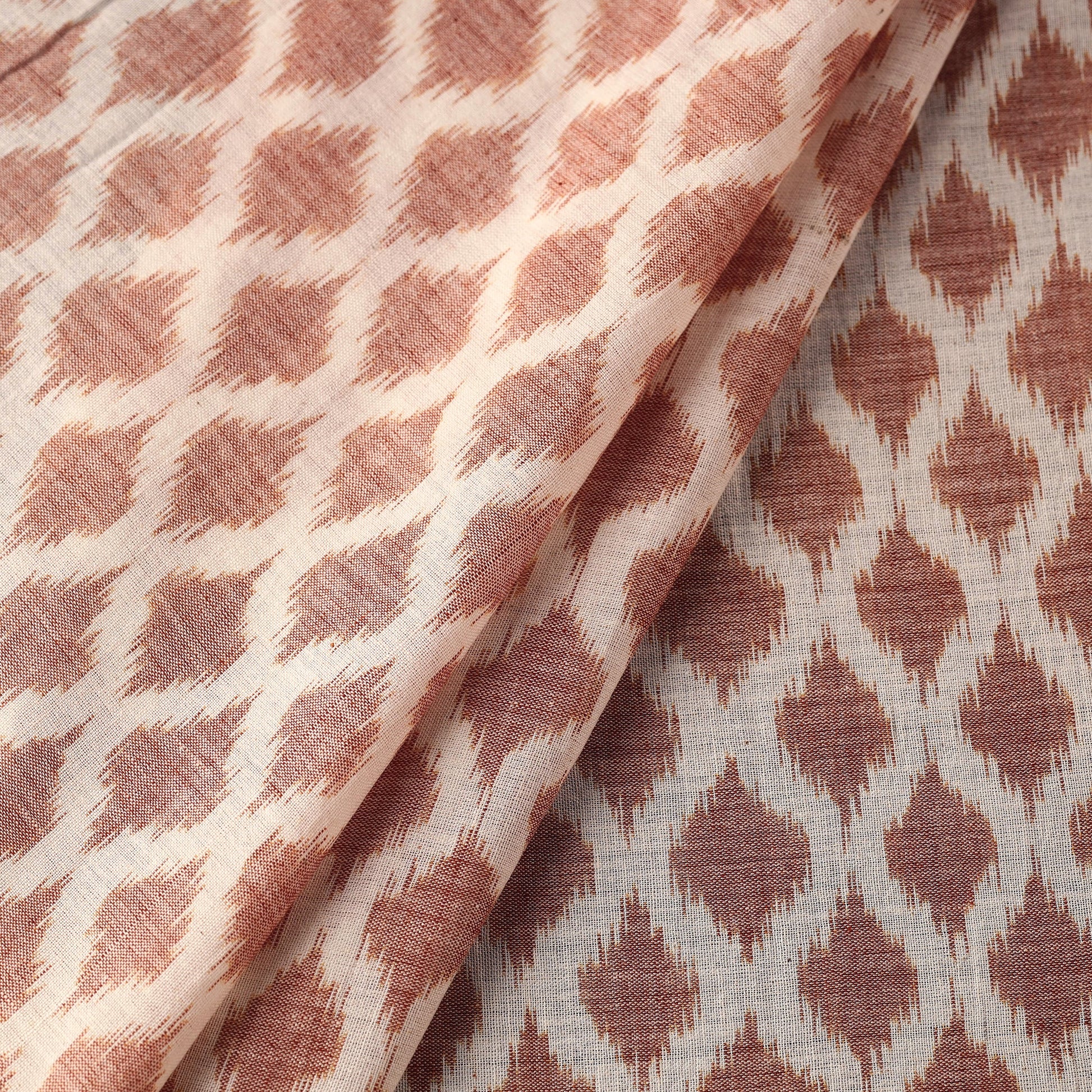 Brown - Maniabandha Ikat Weave Handloom Cotton Fabric
