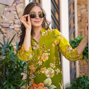 HAZEL GREEN EMBROIDERED SET