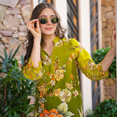 HAZEL GREEN EMBROIDERED SET