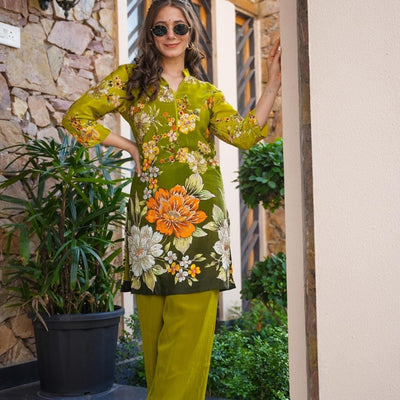 HAZEL GREEN EMBROIDERED SET
