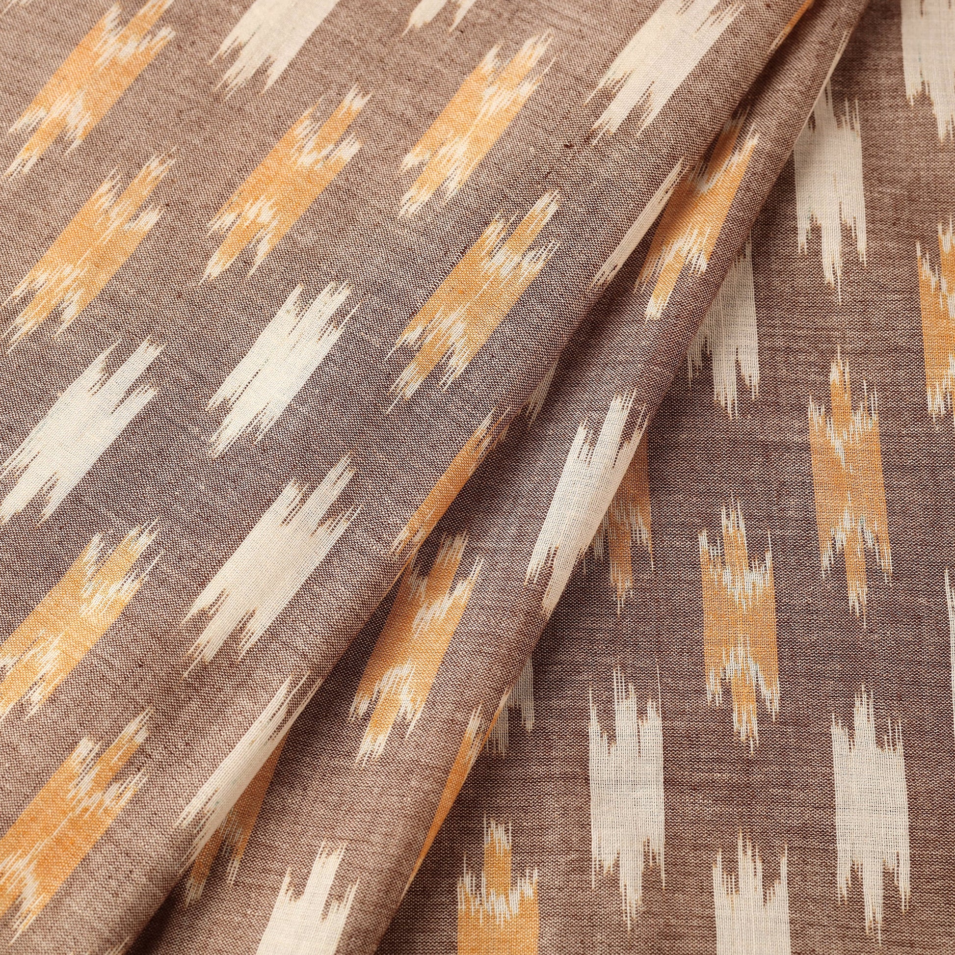 Brown - Maniabandha Ikat Weave Handloom Cotton Fabric