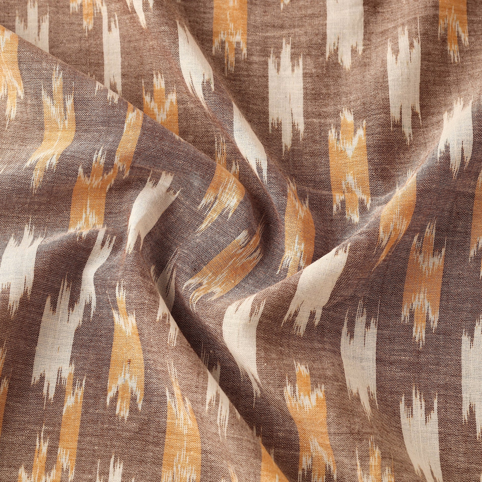 Brown - Maniabandha Ikat Weave Handloom Cotton Fabric