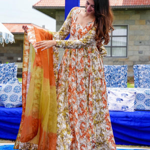 VintageVibe Muslin Floral Maxi