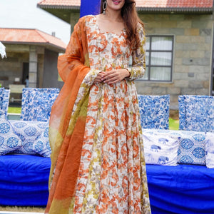 VintageVibe Muslin Floral Maxi