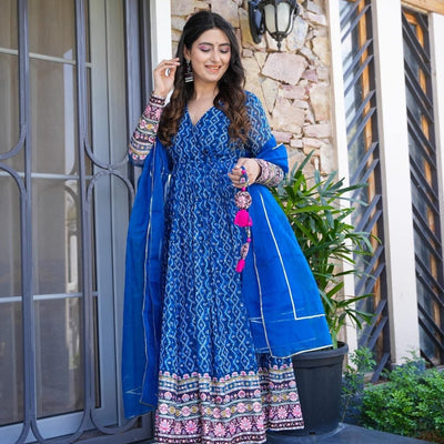 jasmine blue embroidered georgette suit set
