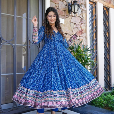 jasmine blue embroidered georgette suit set