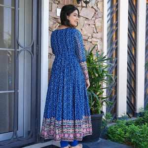 jasmine blue embroidered georgette suit set