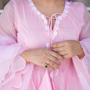 Sanaya pink organza suit set