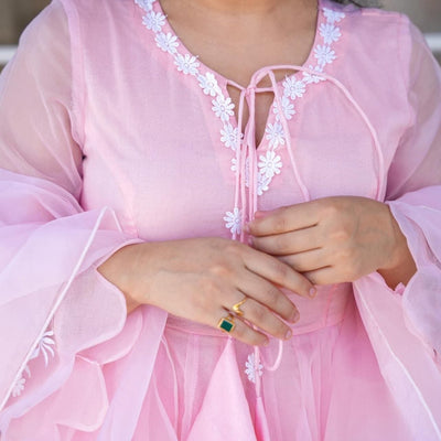 Sanaya pink organza suit set