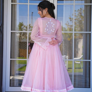 Sanaya pink organza suit set