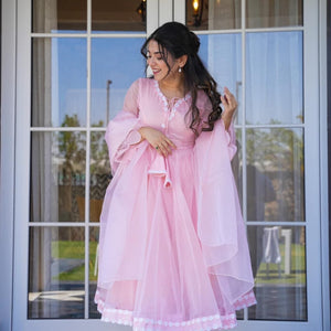 Sanaya pink organza suit set