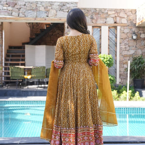Gauri mustard embroidered suit set
