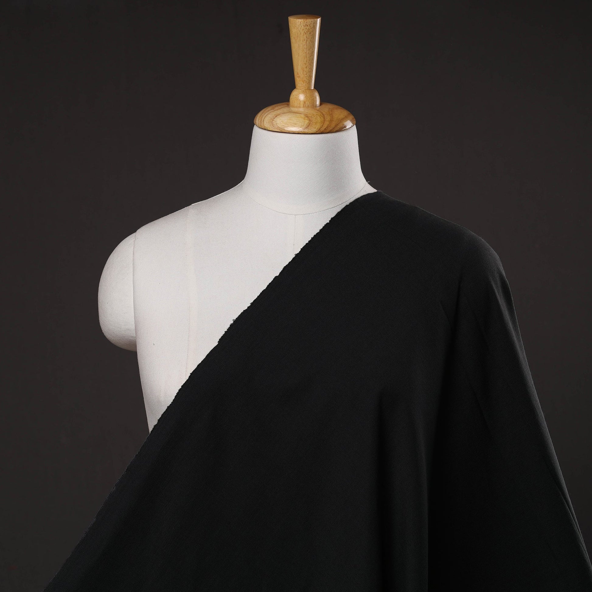 Black - Jhiri Handloom Cotton Plain Fabric 01