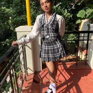 Black & White Checkered Waistcoat