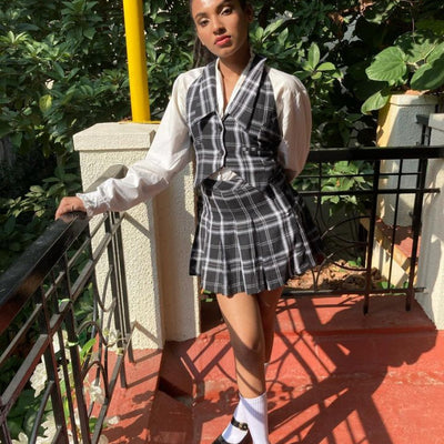 Black & White Checkered Waistcoat