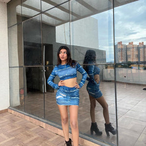 Blue Denim Printed Co-ord Set