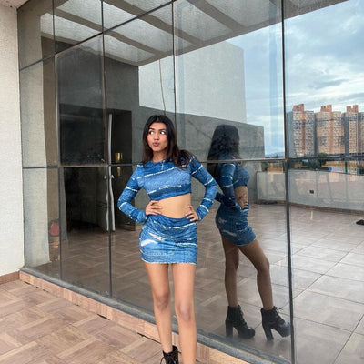 Blue Denim Printed Co-ord Set