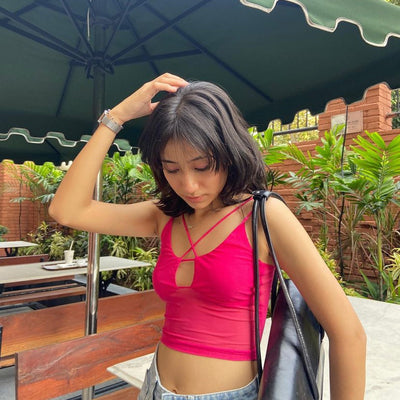 Pink Mesh Tank Top