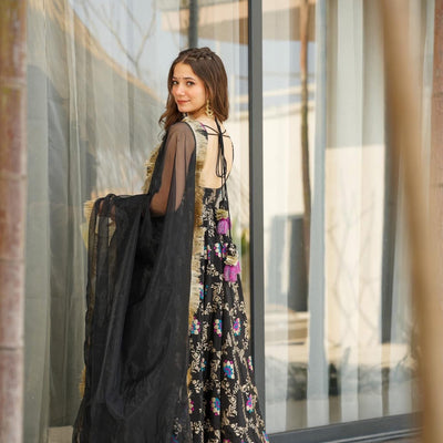 noir new black silk suit set