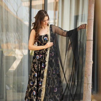 noir new black silk suit set