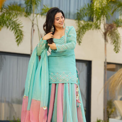 Cloudy Marshmallow cosmos kurta palazzo set