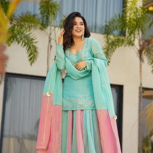 Cloudy Marshmallow cosmos kurta palazzo set