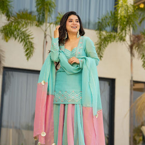 Cloudy Marshmallow cosmos kurta palazzo set
