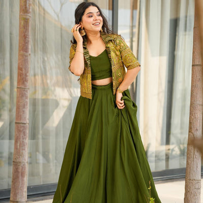 Enchanted jade green skirt set